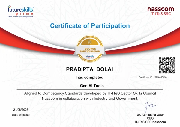 Preview of Gen AI Tools participation certificate